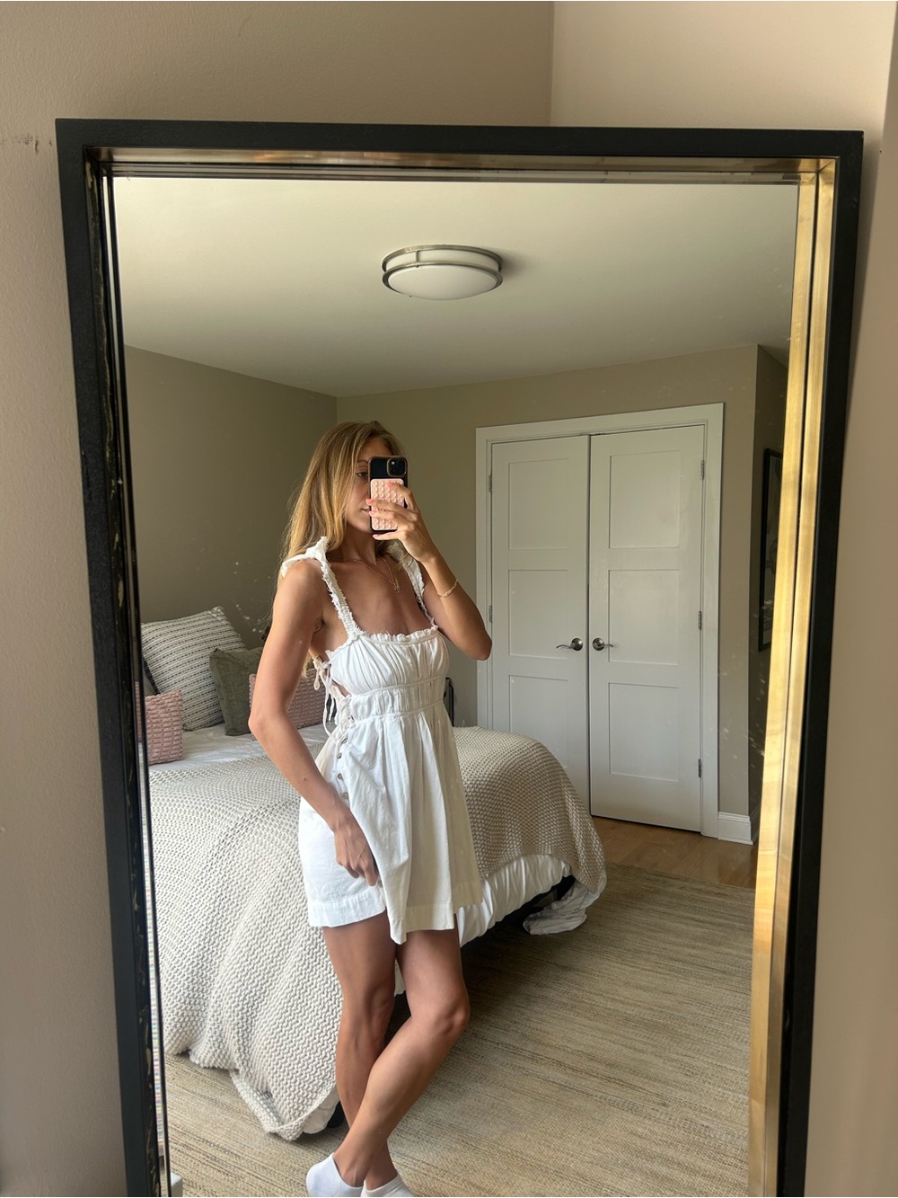 Free People Women’s White Ruffle-Trim Sundress Size Small